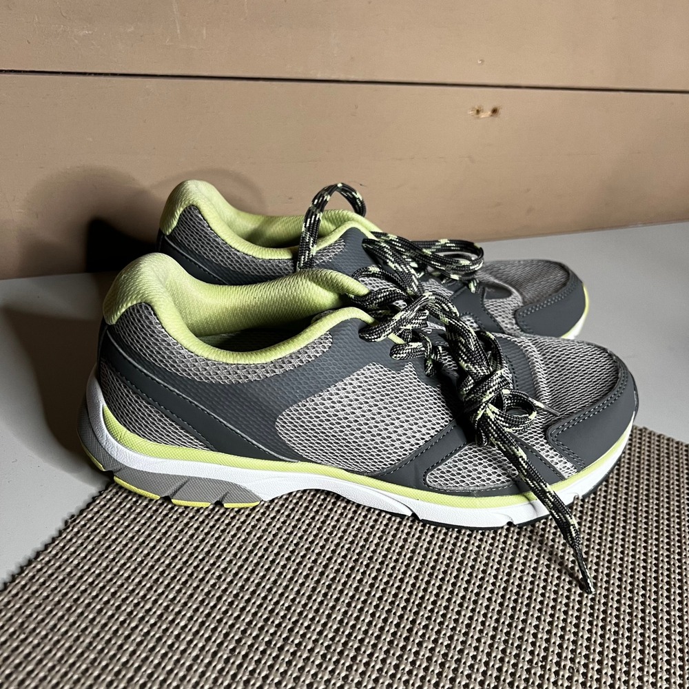 Vionic 1st Ray Technology Grey Lime Green Mesh Athletic Walking Sneakers Mens 9